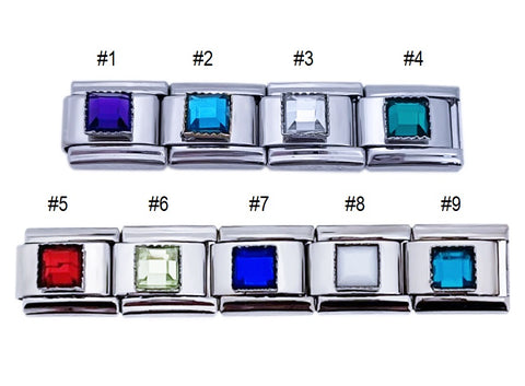 Dangle Flower Birthstone Charm 9mm - Fits Italian Charm Bracelets - Stainless Steel