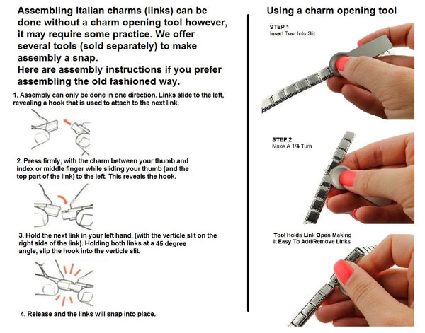 9mm Italian Charm Assembly Instructions With Or Without Tools.