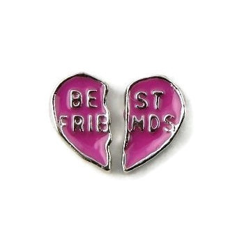 Best Friends 2pc Separable Heart Floating Charm