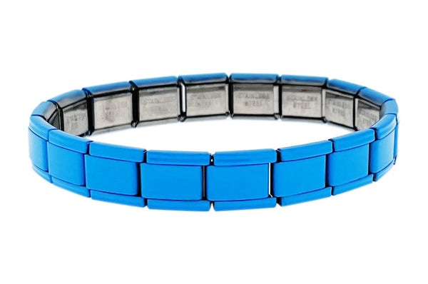 Blue Powder Coated 9mm Italian Charm Starter Bracelet