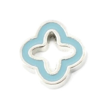 Teal Quatrefoil Floating Charm