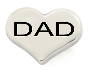 Dad Silver Heart Floating Charm