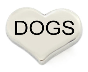 Dogs Silver Heart Floating Charm