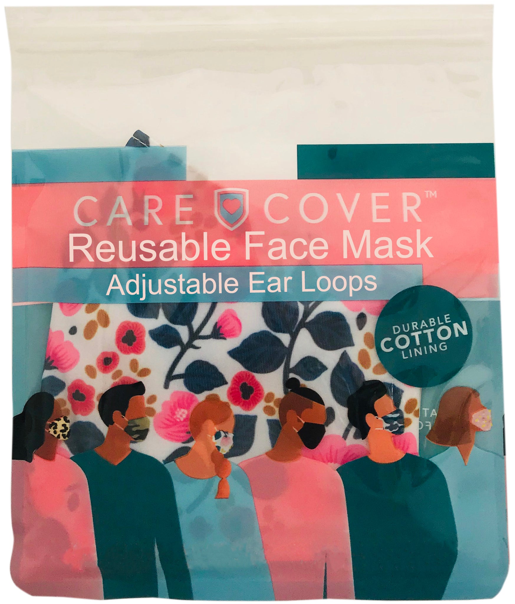 White Floral Adult Care Cover Face Mask