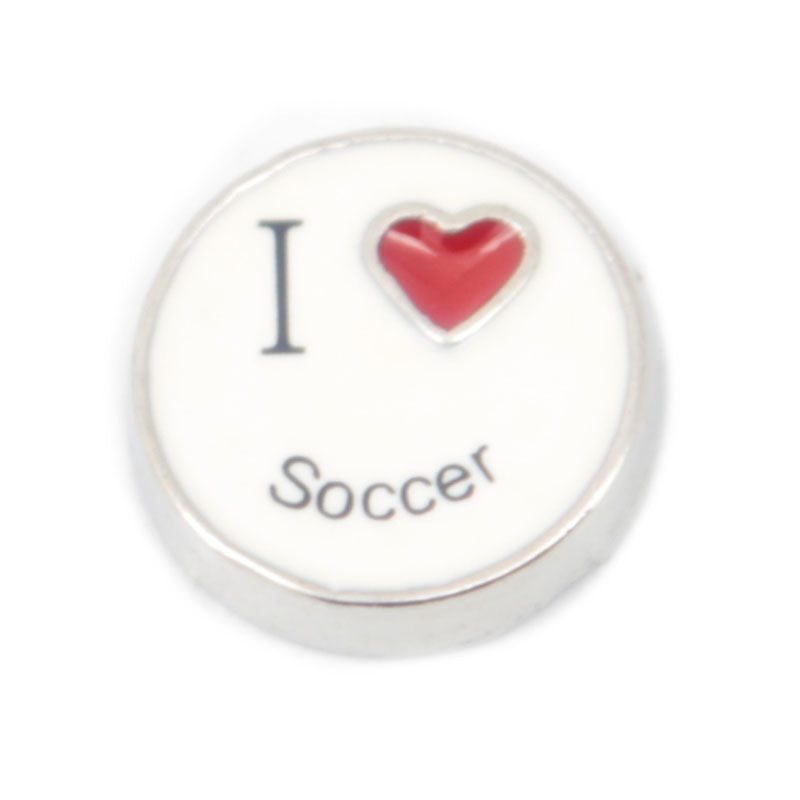 I Love Soccer Floating Charm