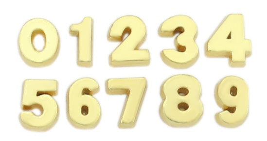 Gold Numbers Floating Charm