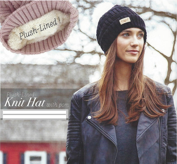 Blue Britt's Knits Plush Lined Knit Hat With Pom-Pom