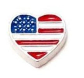 American Flag Heart Floating Charm