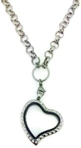 Heart Floating Charm Locket With Stainless Steel Rolo Chain