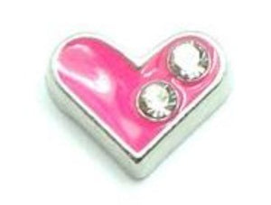 Pink Crystal Heart  Floating Charm