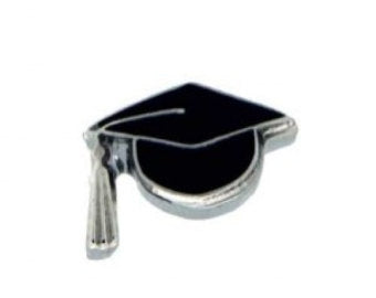 Black Graduation Cap Floating Charm