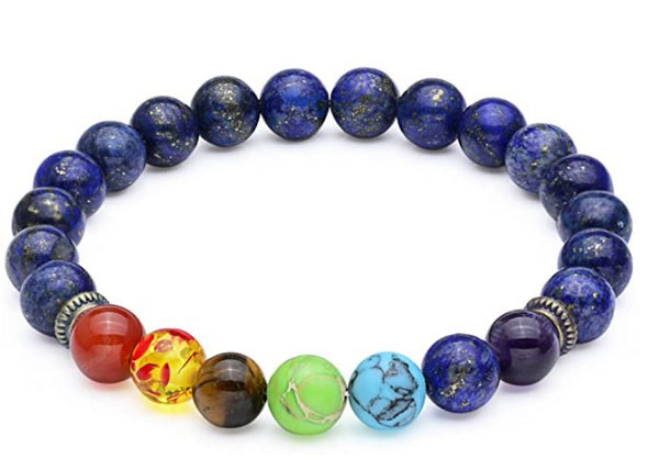 7 Stone Chakra Stretch Bracelet With Lapis Lazuli