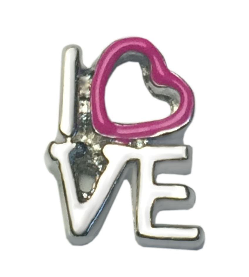 Pink Heart Love Block Floating Charm