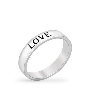 Love Inscribed Ring With 4mm Wide Band