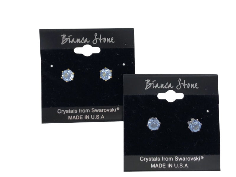March Birthstone Stud Earrings With Genuine Swarovski Crystals