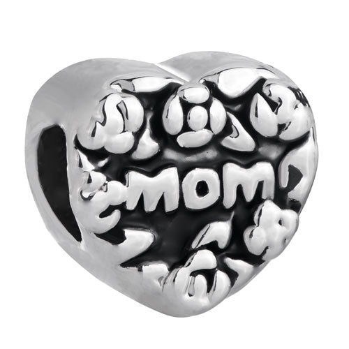 Mom Heart European Bead