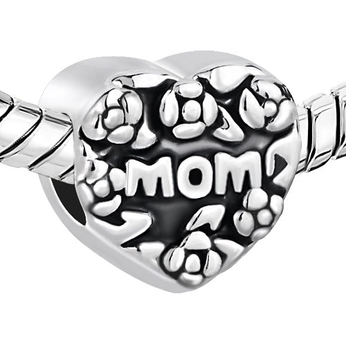 Mom Heart European Bead