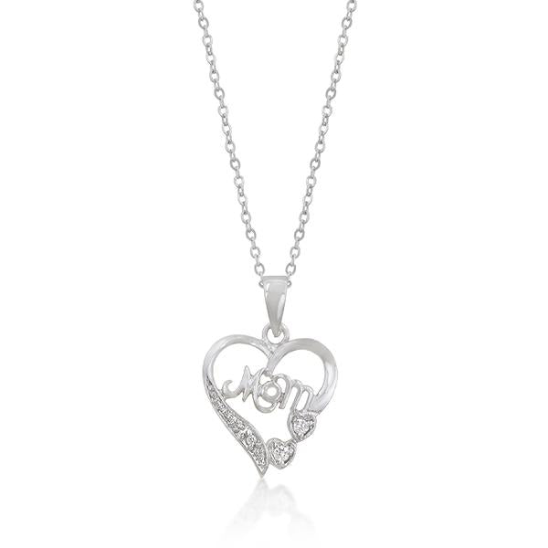 Mom Crystal Heart Pendant Necklace