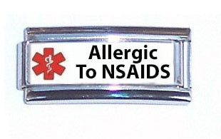 Allergic To NSAIDS Medical Alert Super Link Charm For 9mm Italian charm Bracelets