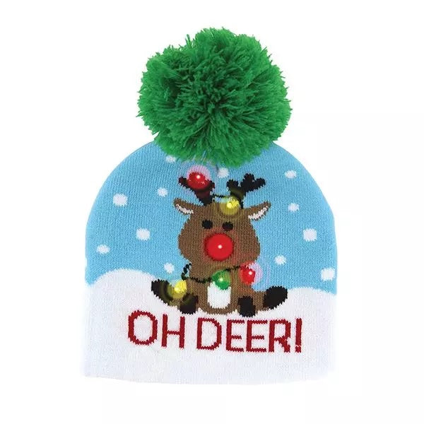 Oh Deer Kids Lotsa Lites Flashing LED Christmas Hat