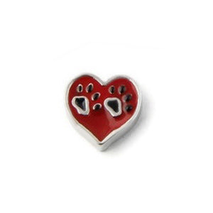 Paw Print In Heart Floating Charm