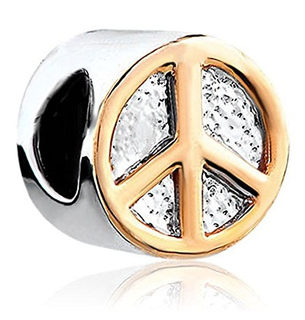 Gold Trim Peace Sign European Bead