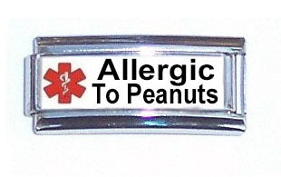Allergic To Peanuts Medical Alert Super Link Charm For 9mm Italian charm Bracelets