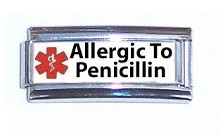 Allergic To Penicillin Medical Alert Super Link Charm For 9mm Italian charm Bracelets