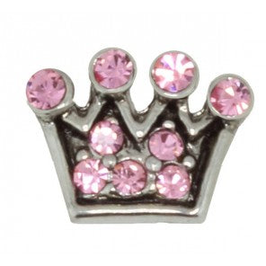 Pink Crystal Crown Floating Charm