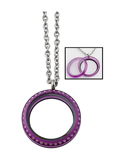 30mm Purple Acrylic Screw Top Floating Charm Locket Necklace