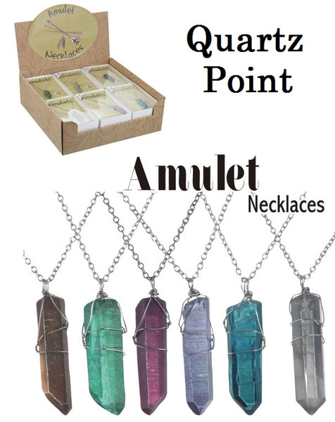Quartz Point Wire Wrapped Amulet Necklace