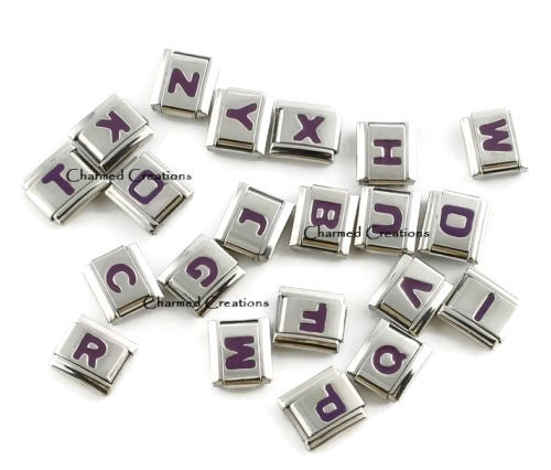 Purple Letters 9mm Italian charm