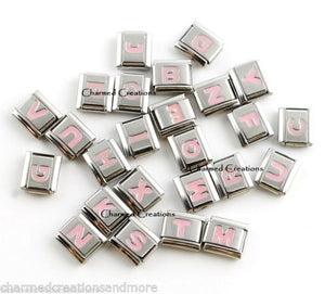 Pink Letters 9mm Italian charm