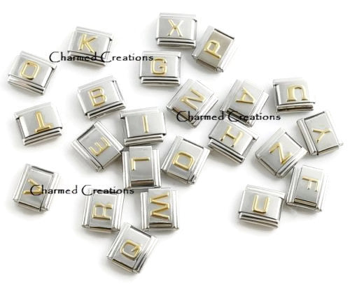 Charmed Letters Skinny Gold Initial Letters 9mm Italian charm – Charmed Creations LLC