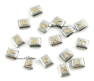 Puffy Gold Letters 9mm Italian charm
