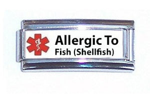 Allergic To Fish (Shellfish) Medical Alert Super Link Charm For 9mm Italian charm Bracelets