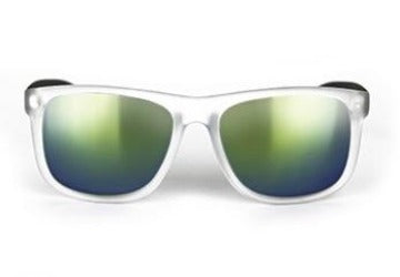 Frosted White Frame Sunglasses With Mirrored Lense