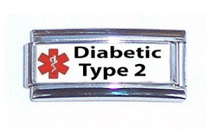 Diabetic Type 2 Medical Alert Super Link Charm For 9mm Italian charm Bracelets