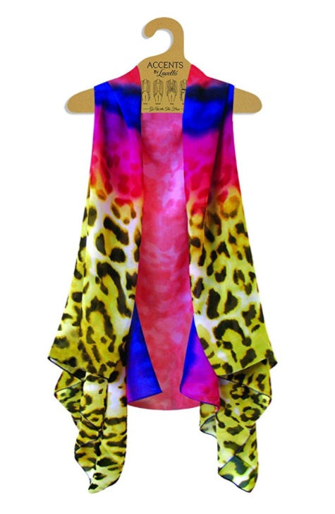 Tie Dye Leopard Vest By Lavello
