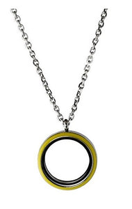 Stainless Steel 30mm Yellow Enamel Floating Charm Locket Necklace